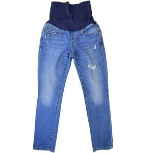 Gap 1969 Maternity Jeans Size 2 Reg Full Panel Distressed Light Indigo Skinny